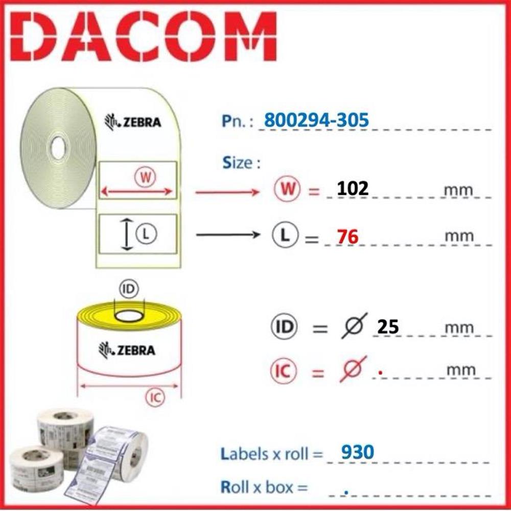 SUPPLIES LABELS Zebra SUPPLIES LABELS PAPER CONSZBLBLPAP Distributed by S.P.A.